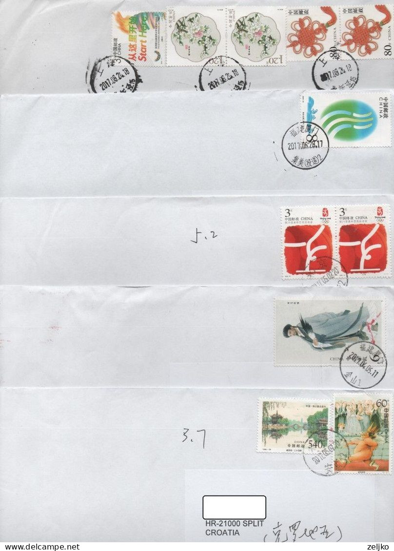 China, 5 Letters Air Mailed To Croatia 002 - Lettres & Documents