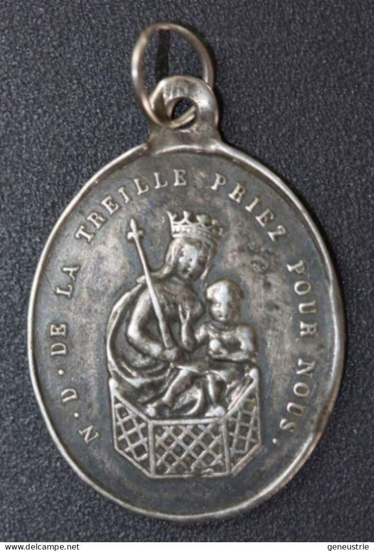 Pendentif Médaille Religieuse Argent 800 Fin XIXe "Notre-Dame De La Treille / Lille 21 Juin 1874" Religious Medal - Religion & Esotericism