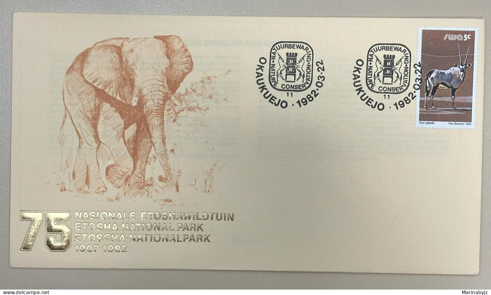 PN) 1982 SOUTH AFRICA, 75TH ANNIVERSARY ETOSHA NATIONAL PARK, FDC XF - Otros - África