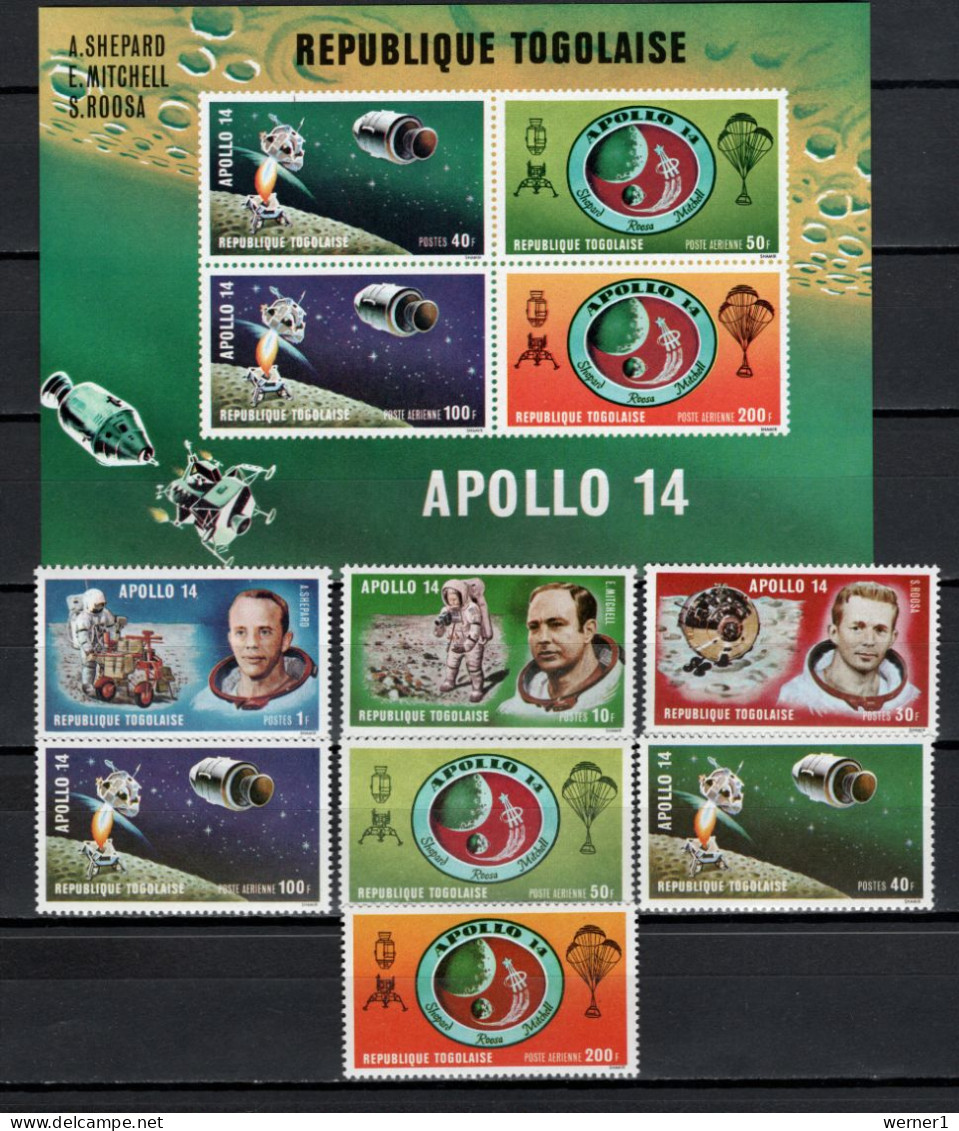 Togo 1971 Space, Apollo 14 Set Of 7 + S/s MNH - Africa