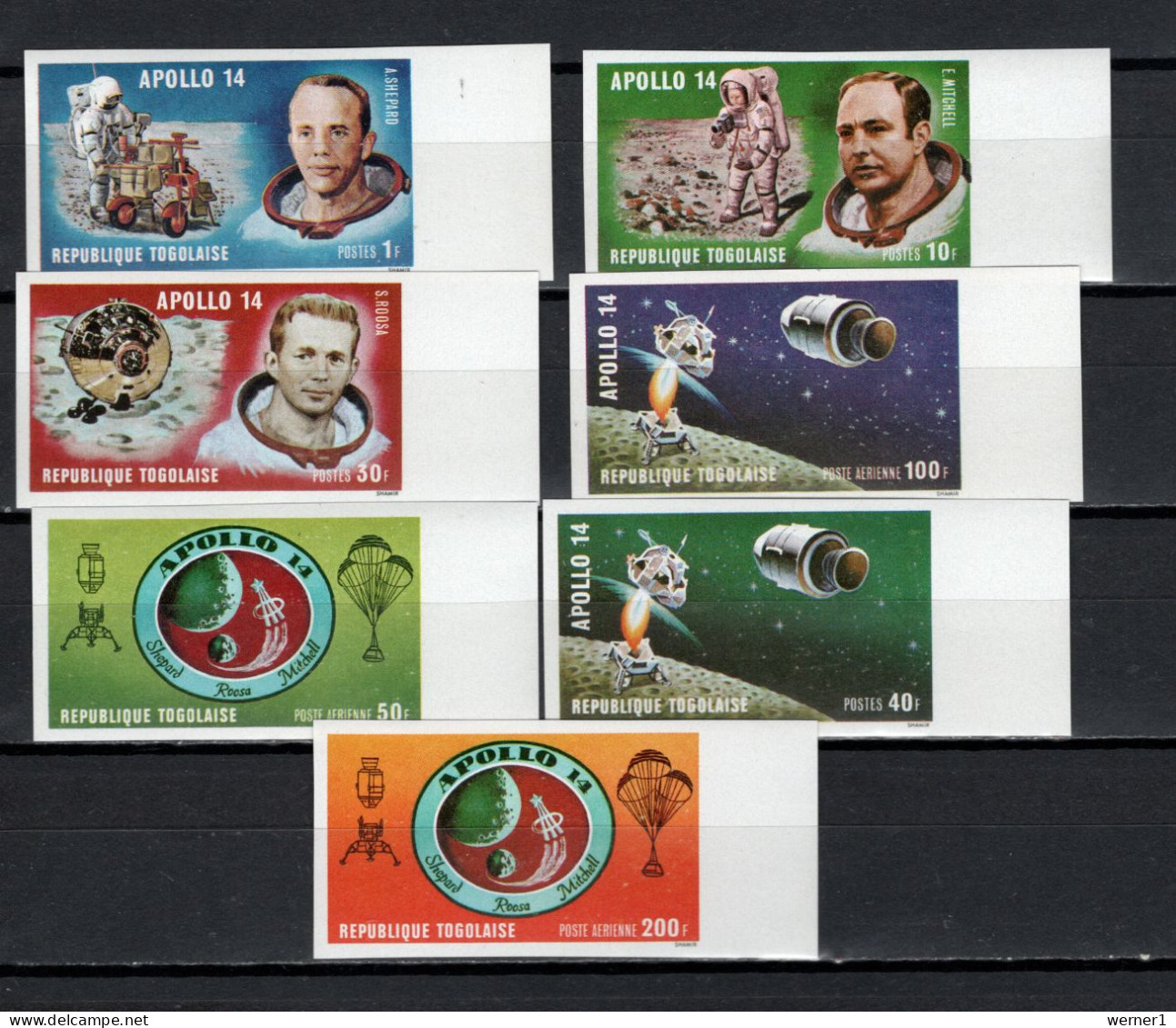 Togo 1971 Space, Apollo 14 Set Of 7 Imperf. MNH -scarce- - Africa