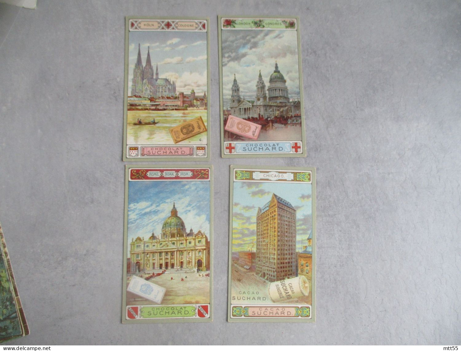 CHOCOLAT SUCHARD NEUFCHATEL  LONDRES CHICAGO COLOGNE ROME LOT DE 4 CHROMO - Suchard