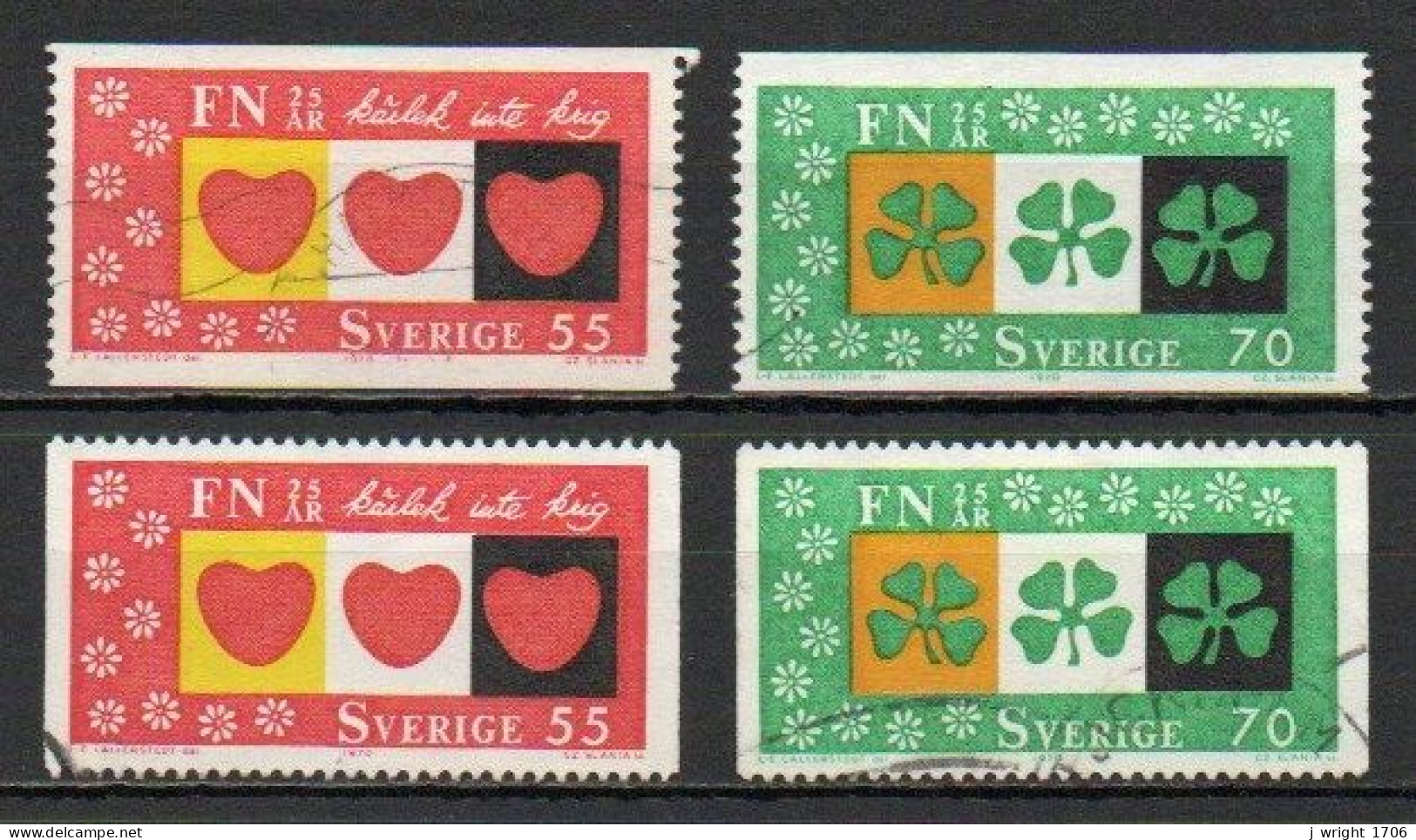 Sweden, 1970, UN 25th Anniv, Set, USED - Gebraucht