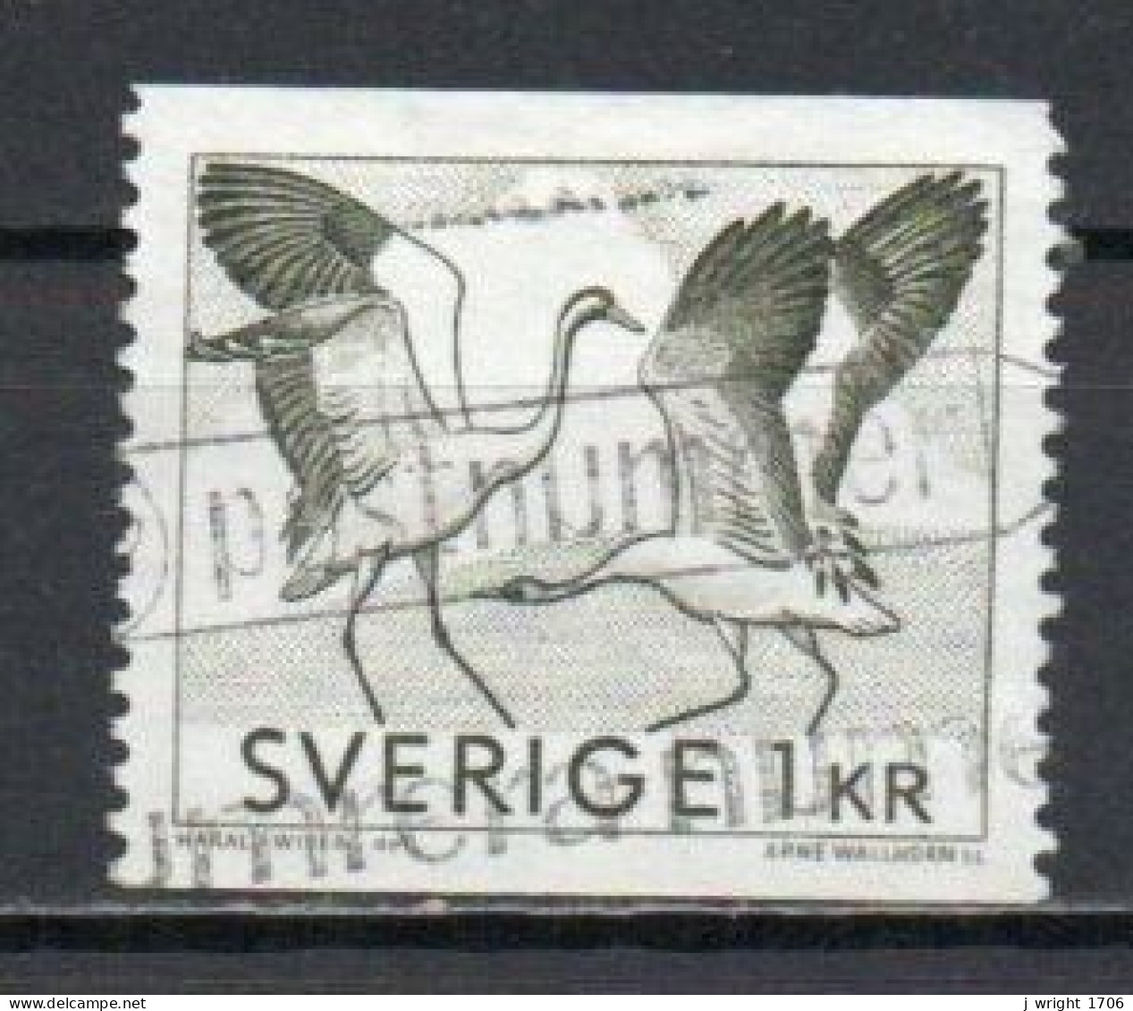 Sweden, 1968, Dancing Cranes, 1kr, USED - Gebruikt