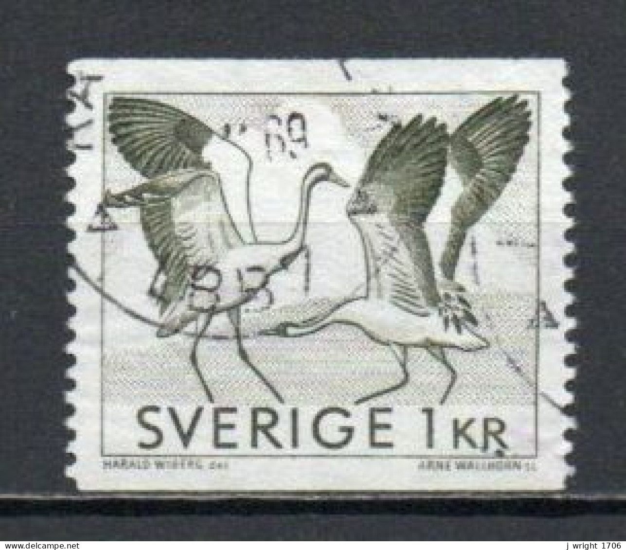 Sweden, 1968, Dancing Cranes, 1kr, USED - Oblitérés