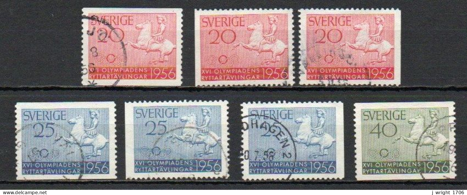 Sweden, 1956, Equestrian Olympics, Set, USED - Oblitérés