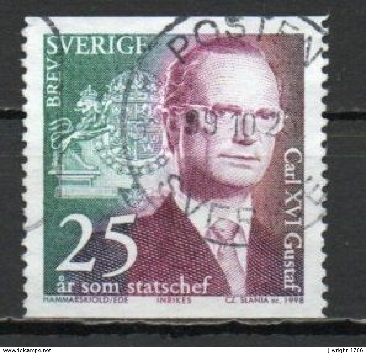 Sweden, 1998, King Carl XVI Gustaf Accession 25th Anniv, Letter, USED - Gebruikt