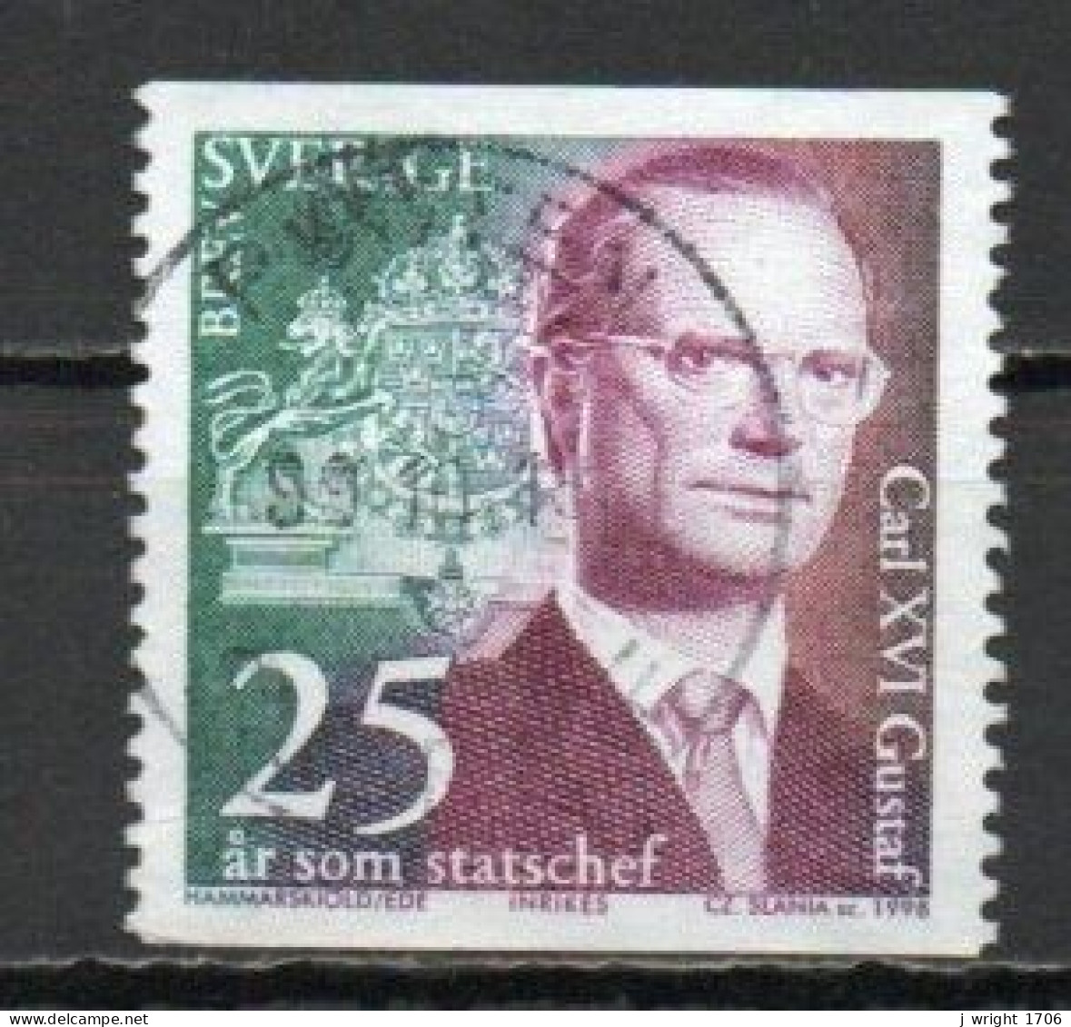 Sweden, 1998, King Carl XVI Gustaf Accession 25th Anniv, Letter, USED - Gebruikt