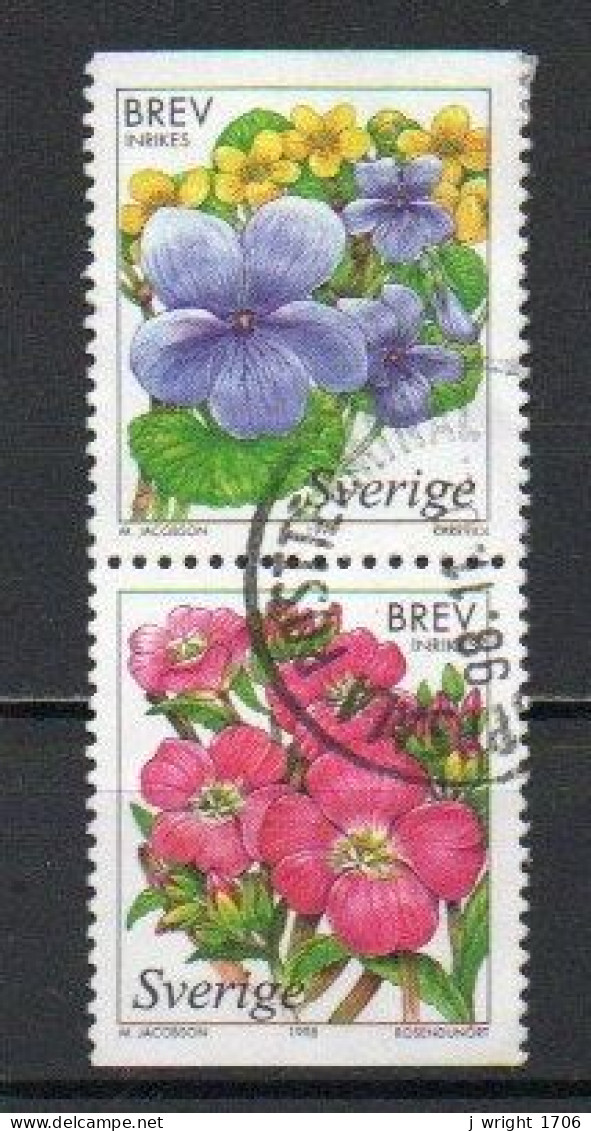 Sweden, 1998, Wetland Flowers, Set/Joined Pair, USED - Oblitérés