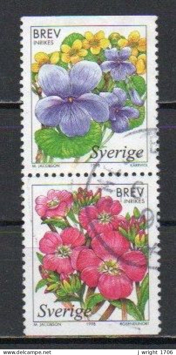 Sweden, 1998, Wetland Flowers, Set/Joined Pair, USED - Gebruikt