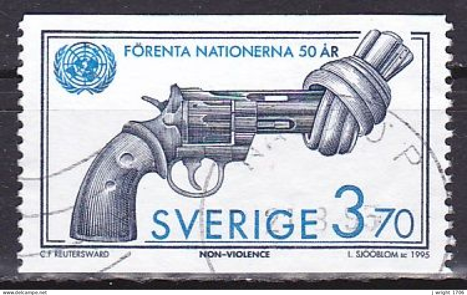 Sweden, 1995, UN 50th Anniv, 3.70kr, USED - Gebruikt