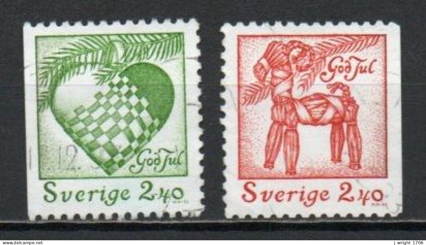 Sweden, 1993, Christmas, Set/2 X Perf 3 Sides, USED - Usados