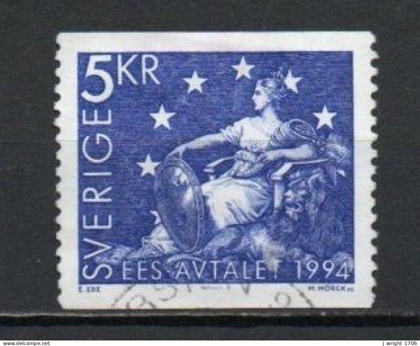 Sweden, 1994, Single European Market, 5kr, USED - Used Stamps