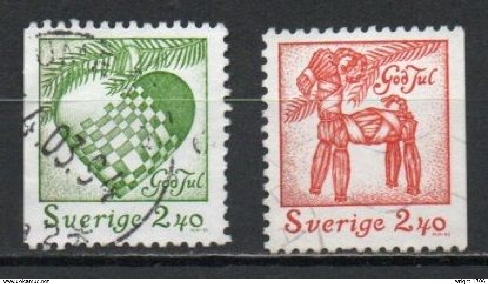 Sweden, 1993, Christmas, Set/2 X Perf 3 Sides, USED - Gebruikt