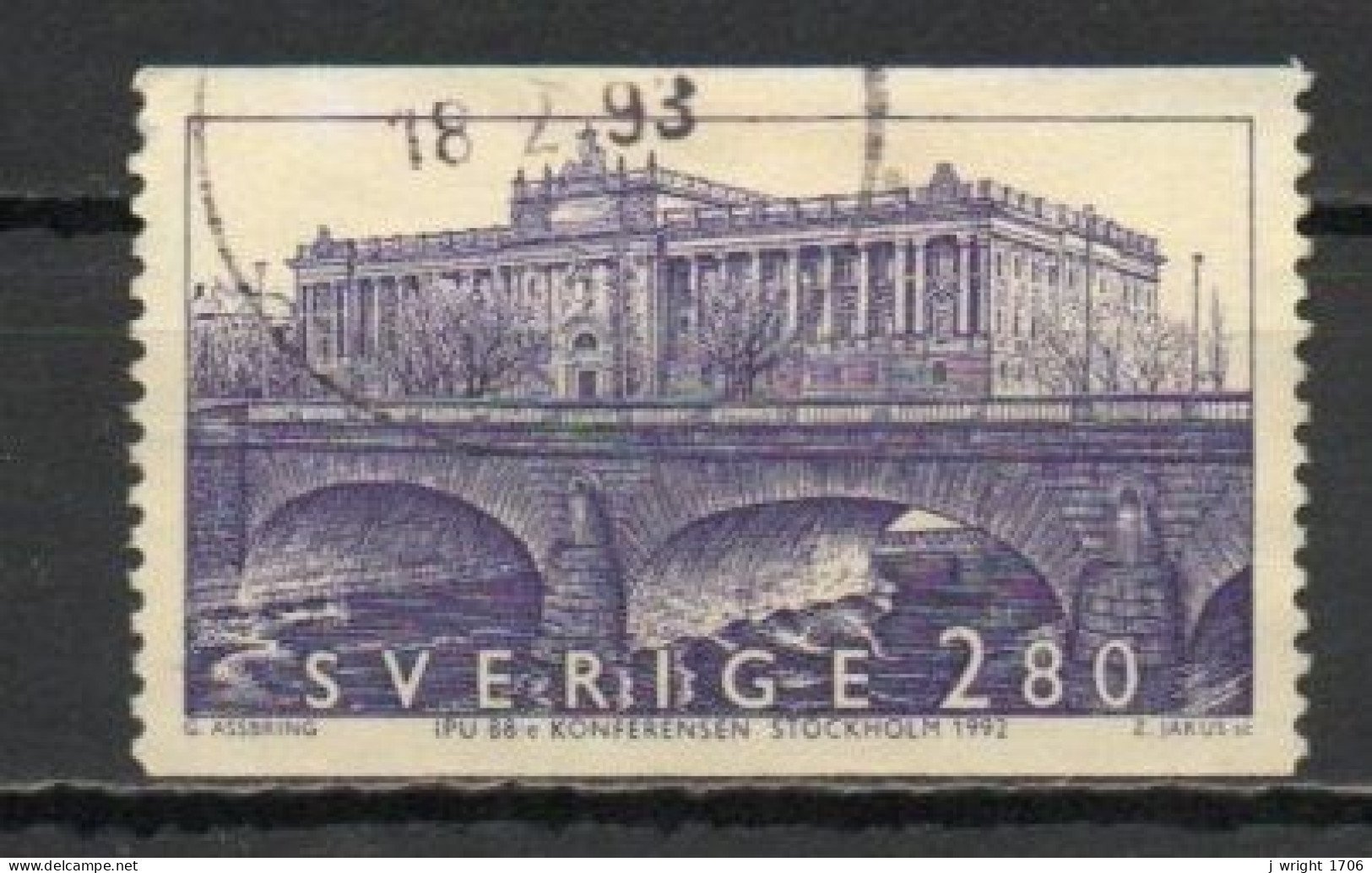 Sweden, 1992, Interparliamentary Union Conf, 2.80kr, USED - Oblitérés