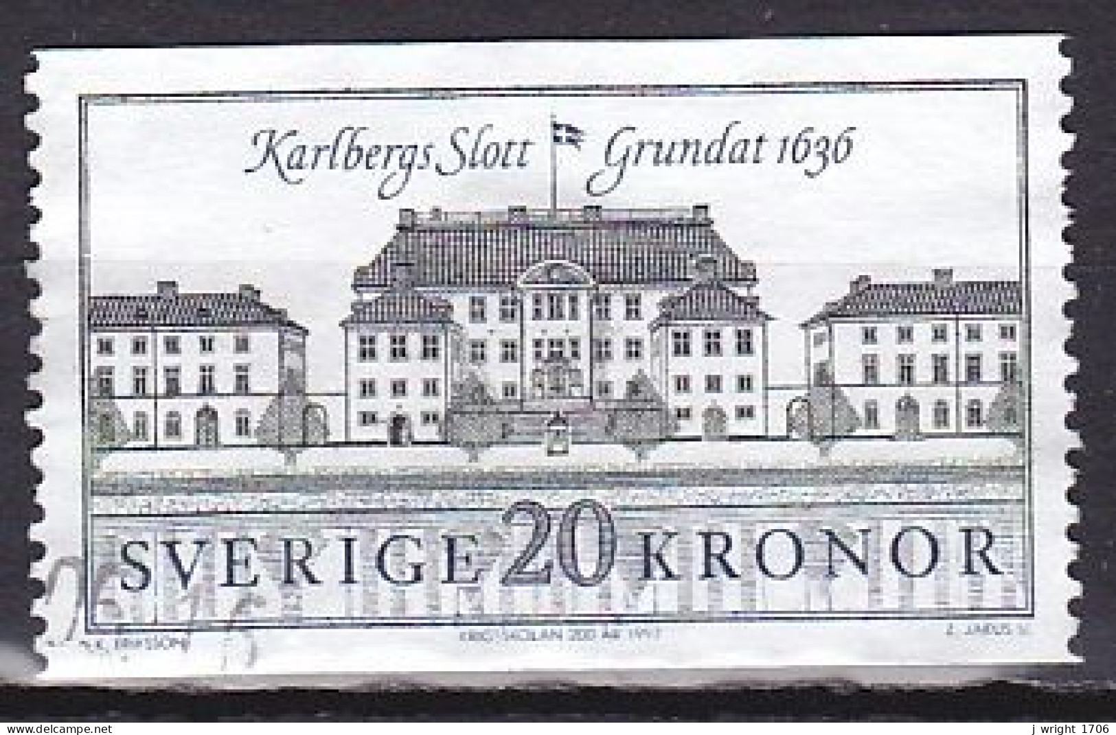 Sweden, 1992, Karlberg Castle, 20kr, USED - Oblitérés