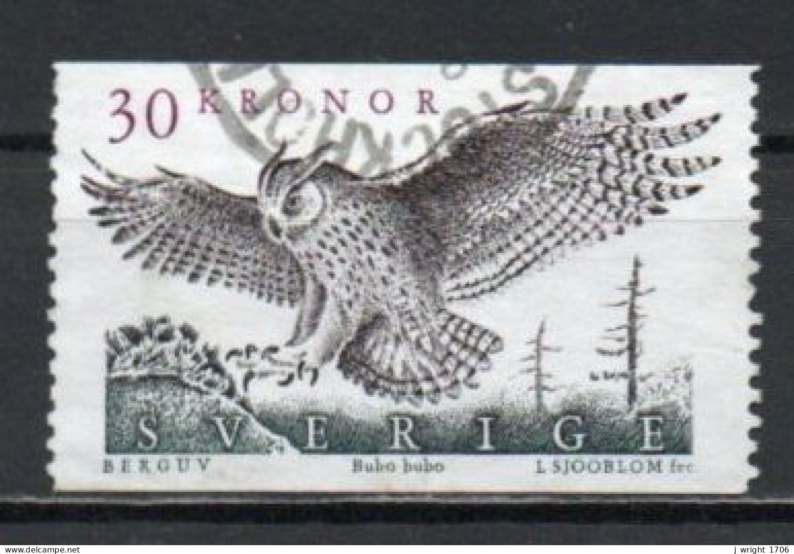 Sweden, 1989, Eagle Owl, 30kr, USED - Gebruikt