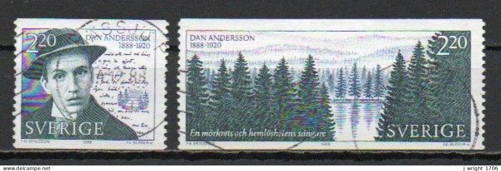Sweden, 1988, Dan Andersson, Set, USED - Used Stamps