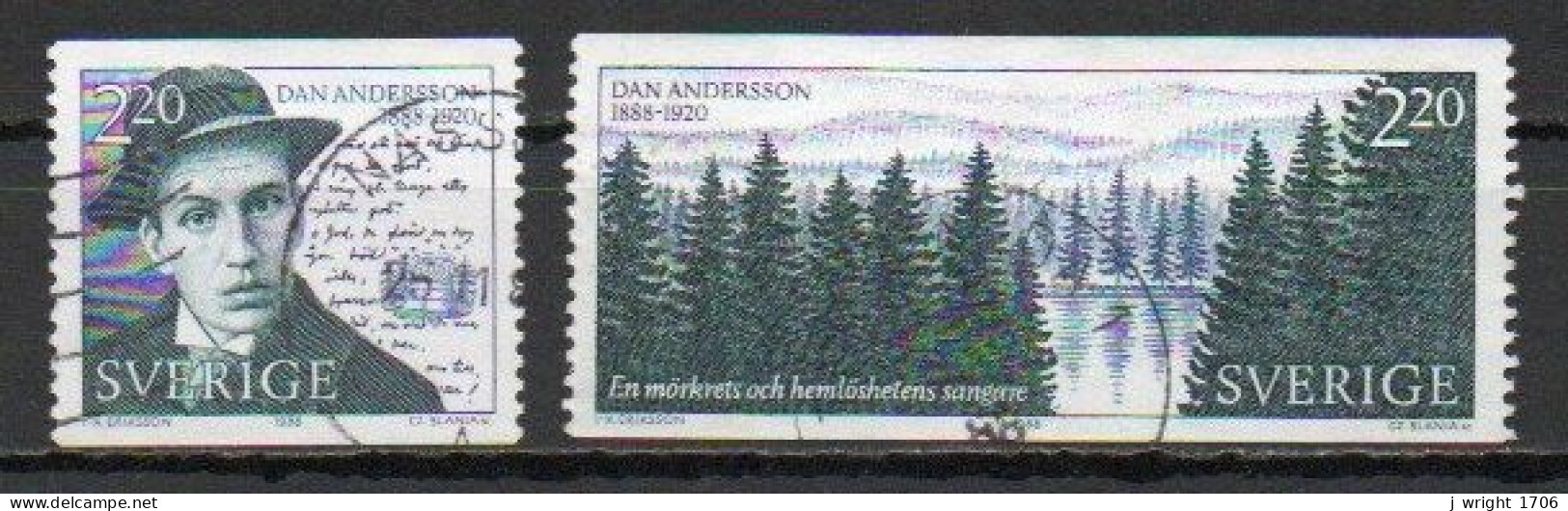 Sweden, 1988, Dan Andersson, Set, USED - Used Stamps