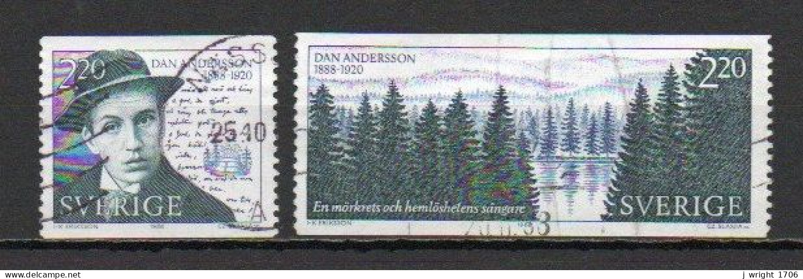 Sweden, 1988, Dan Andersson, Set, USED - Used Stamps