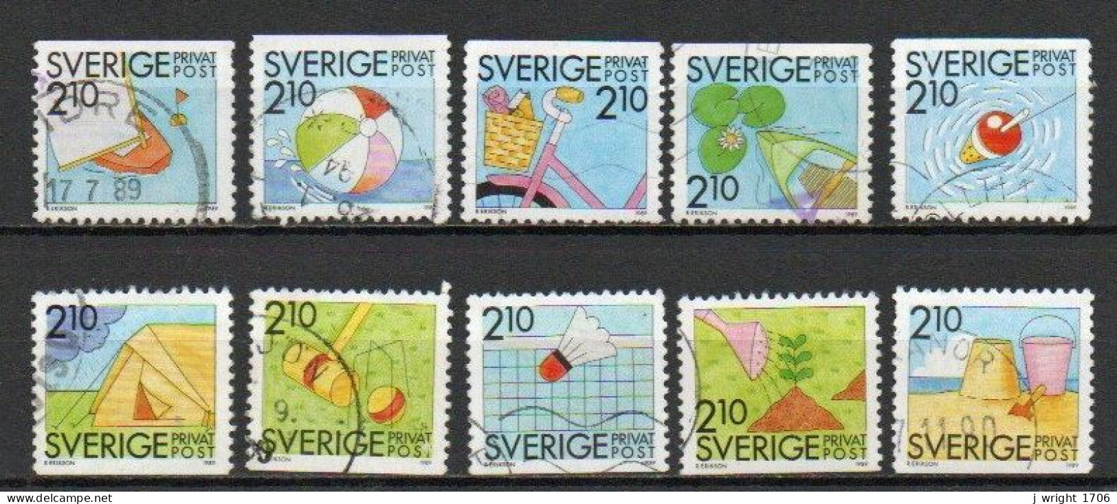 Sweden, 1989, Redate Stamps/Summer Activities, Set, USED - Oblitérés