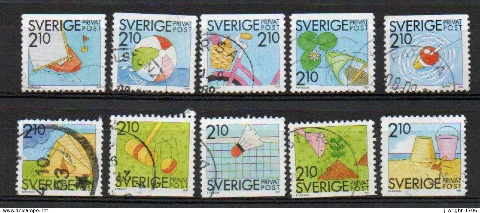 Sweden, 1989, Redate Stamps/Summer Activities, Set, USED - Gebruikt