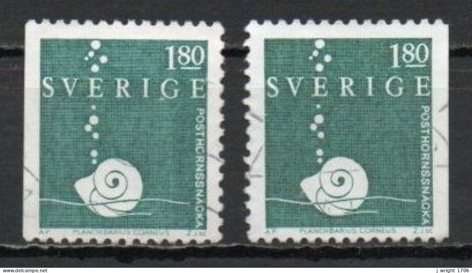 Sweden, 1983, Fresh Water Snail, 1.80kr/2 X Perf 3 Sides, USED - Used Stamps