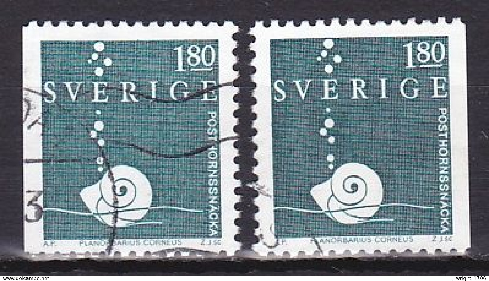 Sweden, 1983, Fresh Water Snail, 1.80kr/2 X Perf 3 Sides, USED - Oblitérés