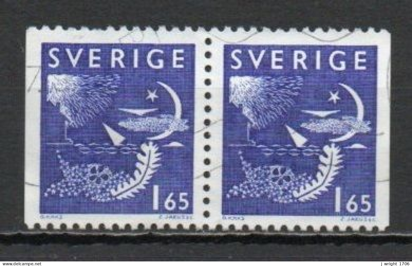 Sweden, 1981, Night & Day, 1.65kr/Joined Pair, USED - Gebruikt