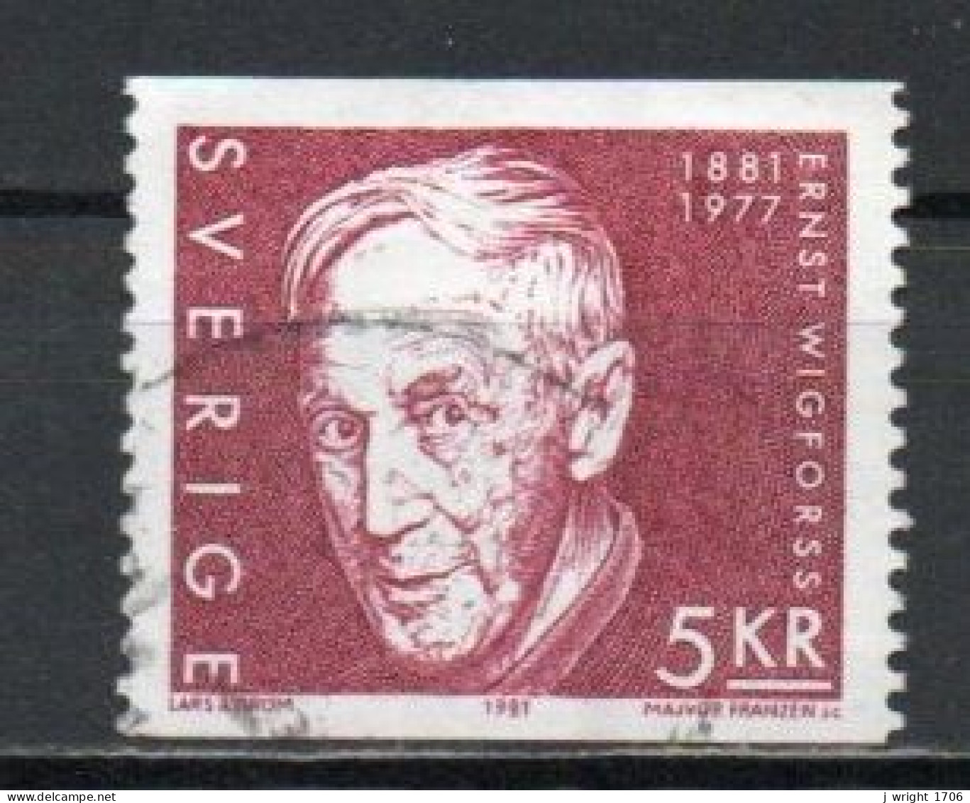 Sweden, 1981, Ernst Wigforss, 5kr, USED - Usati