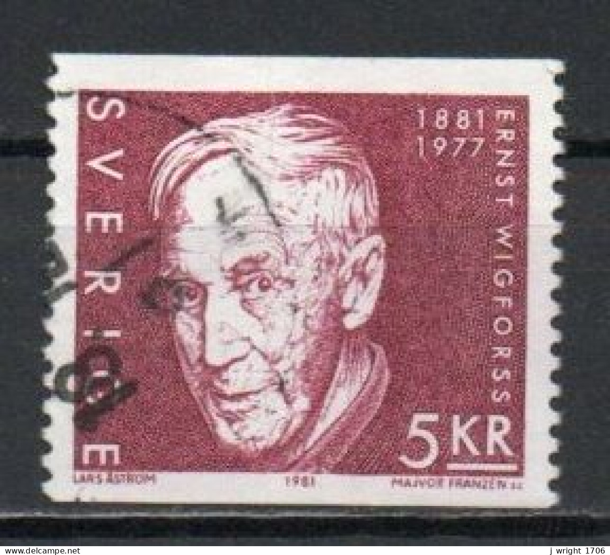 Sweden, 1981, Ernst Wigforss, 5kr, USED - Usados