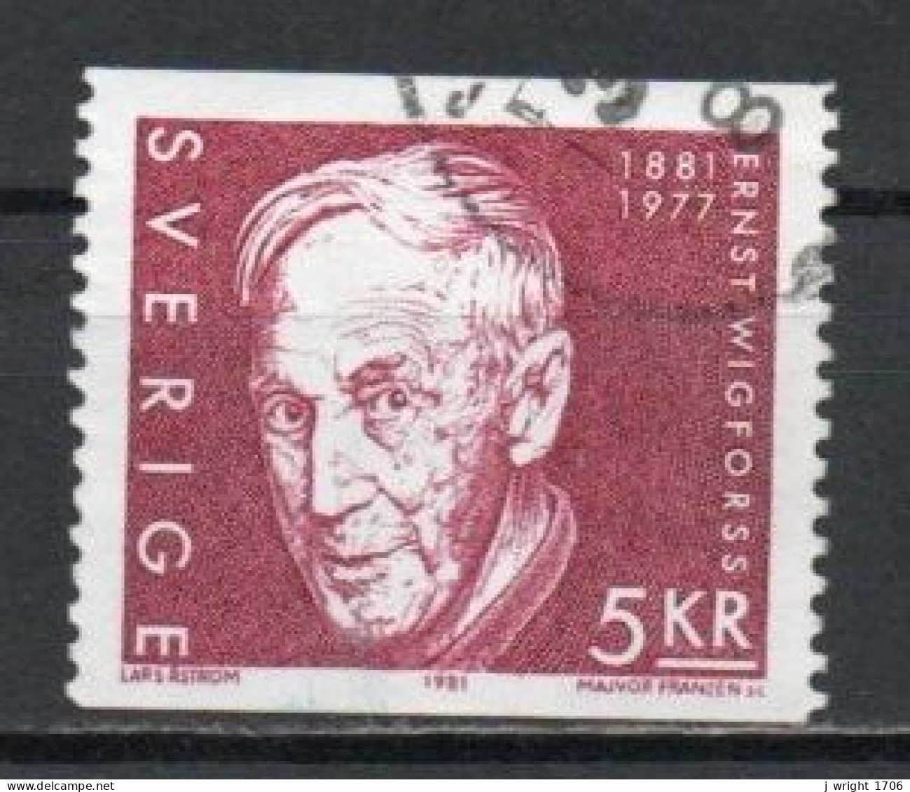 Sweden, 1981, Ernst Wigforss, 5kr, USED - Gebruikt