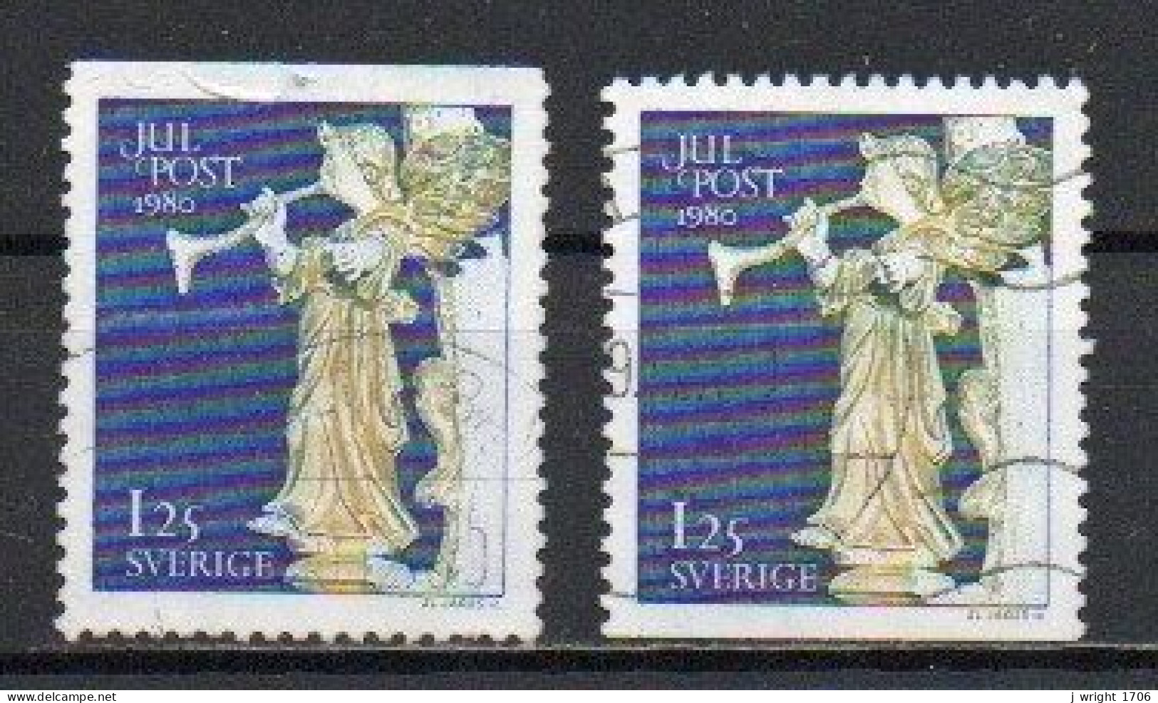 Sweden, 1980, Christmas, 1.25 Kr/2 X Perf 3 Sides, USED - Gebruikt