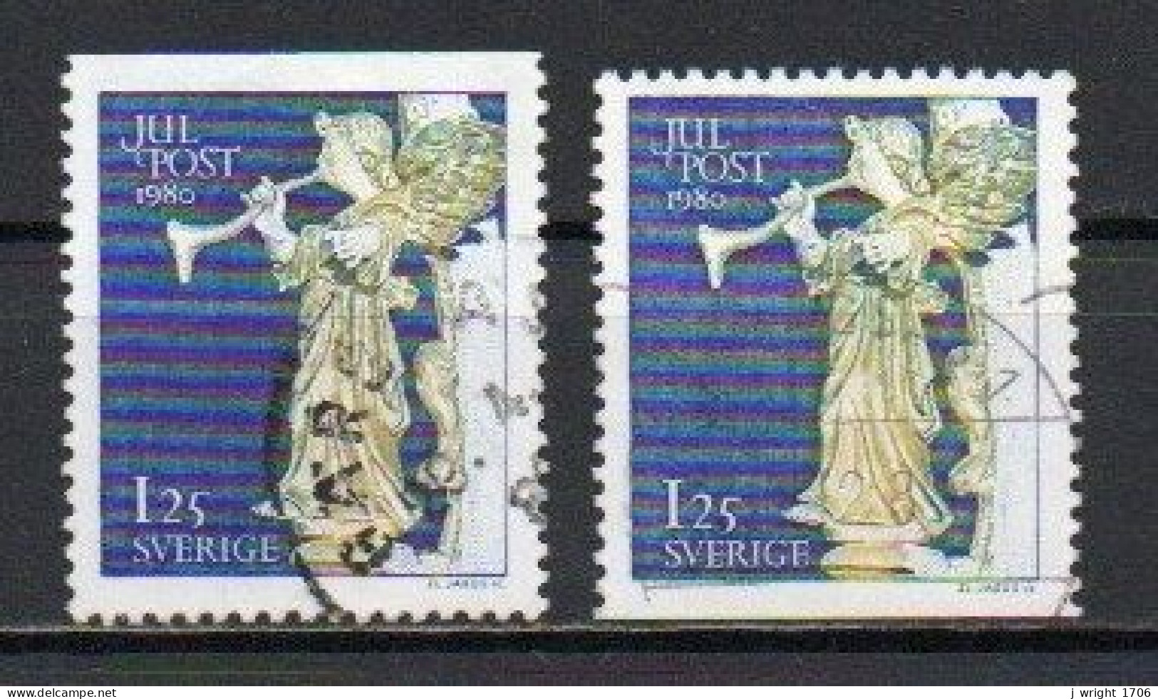 Sweden, 1980, Christmas, 1.25 Kr/2 X Perf 3 Sides, USED - Used Stamps