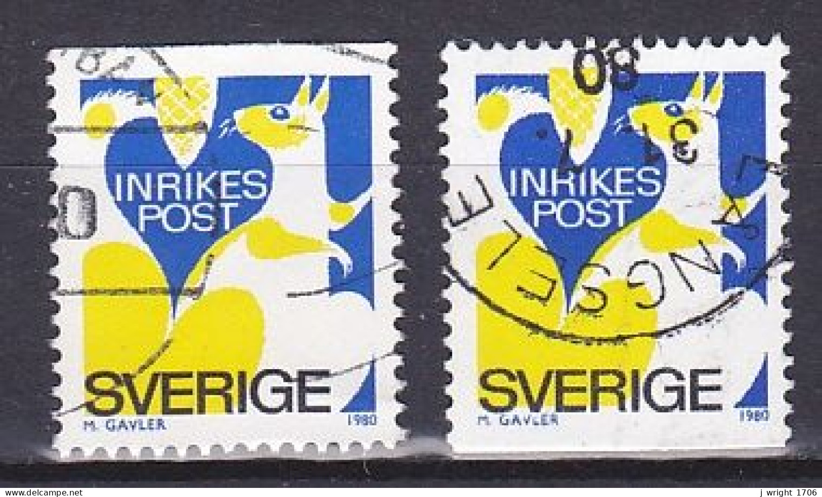 Sweden, 1980, Squirrel, Rebate Stamp/2 X Perf 3 Sides, USED - Gebraucht