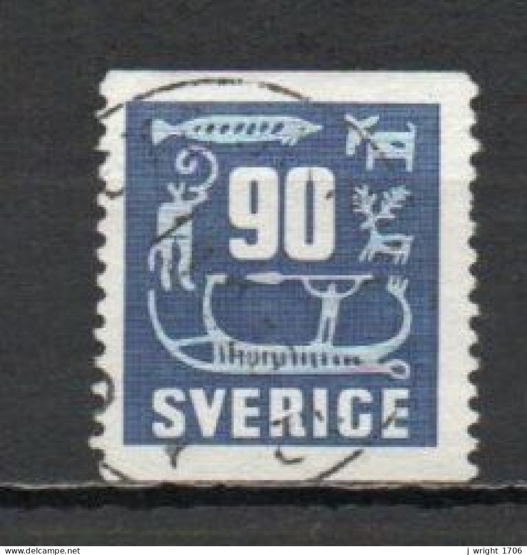 Sweden, 1954, Rock Carvings, 90ö, USED - Gebruikt