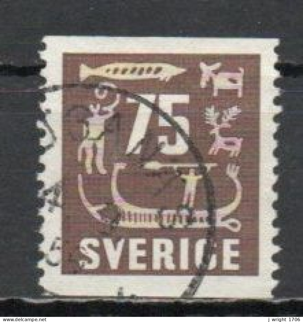 Sweden, 1954, Rock Carvings, 75ö, USED - Used Stamps