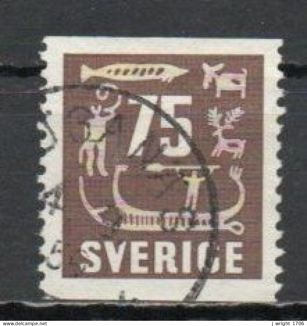 Sweden, 1954, Rock Carvings, 75ö, USED - Usati