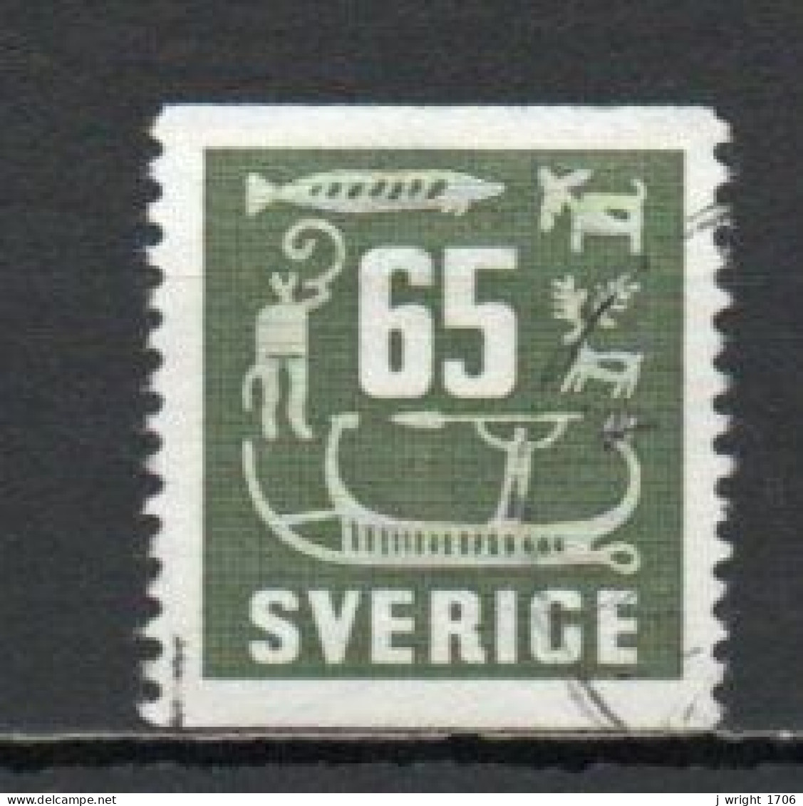 Sweden, 1954, Rock Carvings, 65ö, USED - Gebruikt