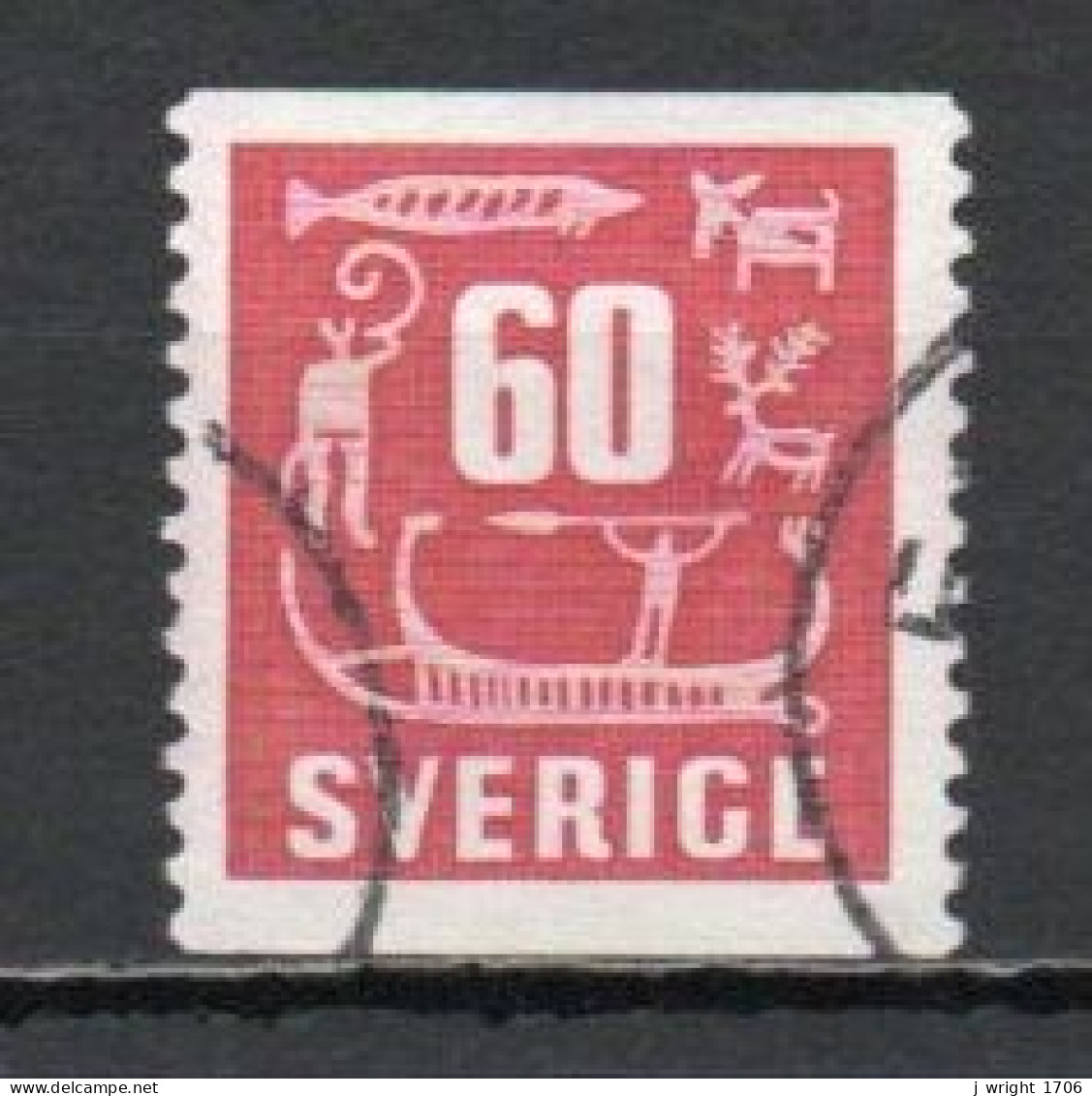 Sweden, 1954, Rock Carvings, 60ö, USED - Gebruikt