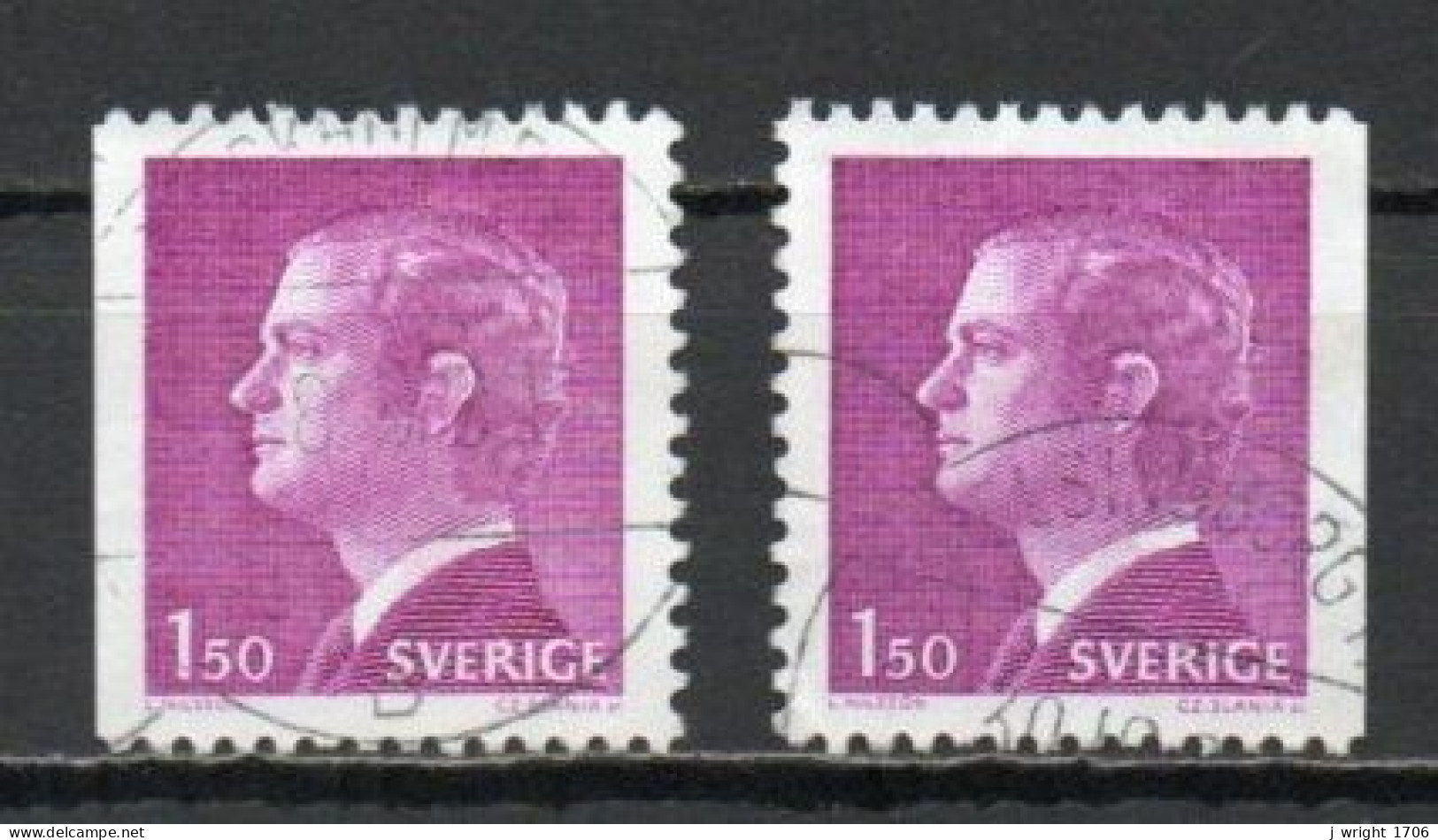 Sweden, 1980, King Carl XVI Gustaf, 1.50kr/2 X Perf 3 Sides, USED - Used Stamps