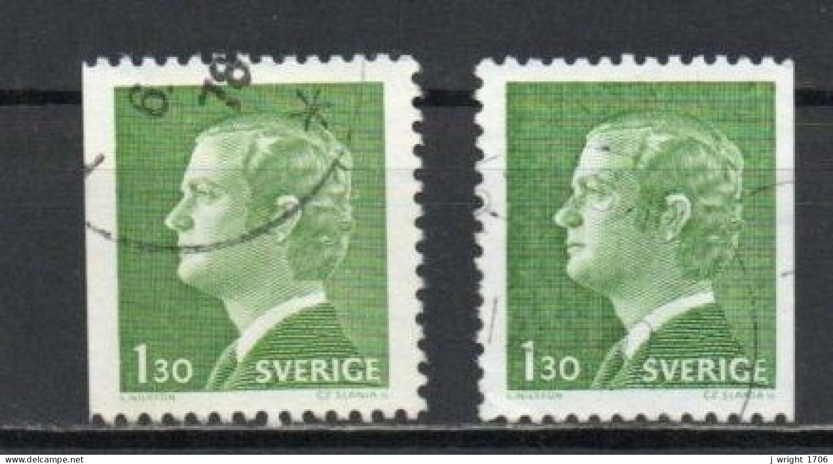 Sweden, 1978, King Carl XVI Gustaf, 1.30kr/2 X Perf 3 Sides, USED - Used Stamps