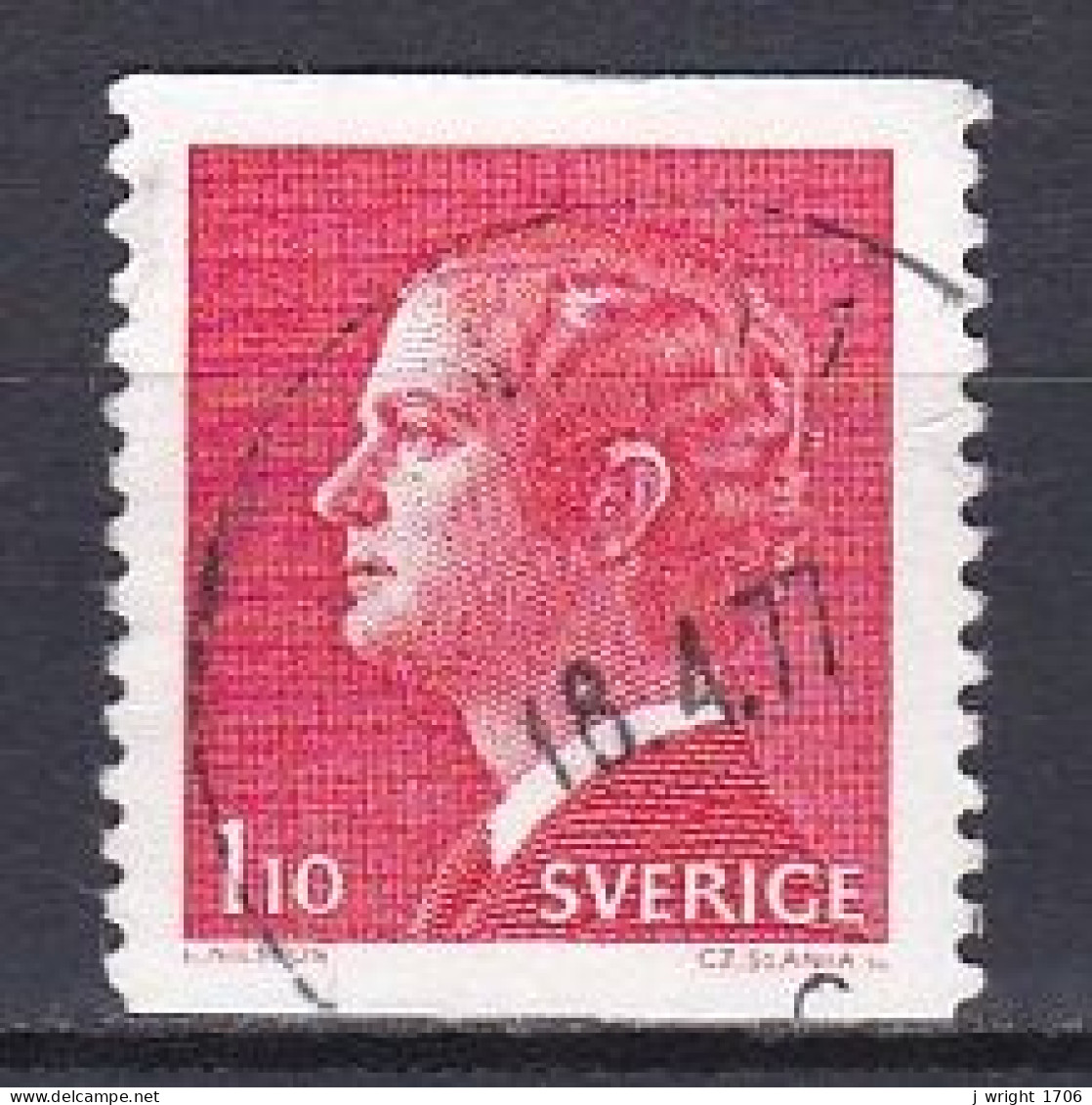 Sweden, 1975, King Carl XVI Gustaf, 1.10kr/Perf 2 Sides, USED - Gebruikt