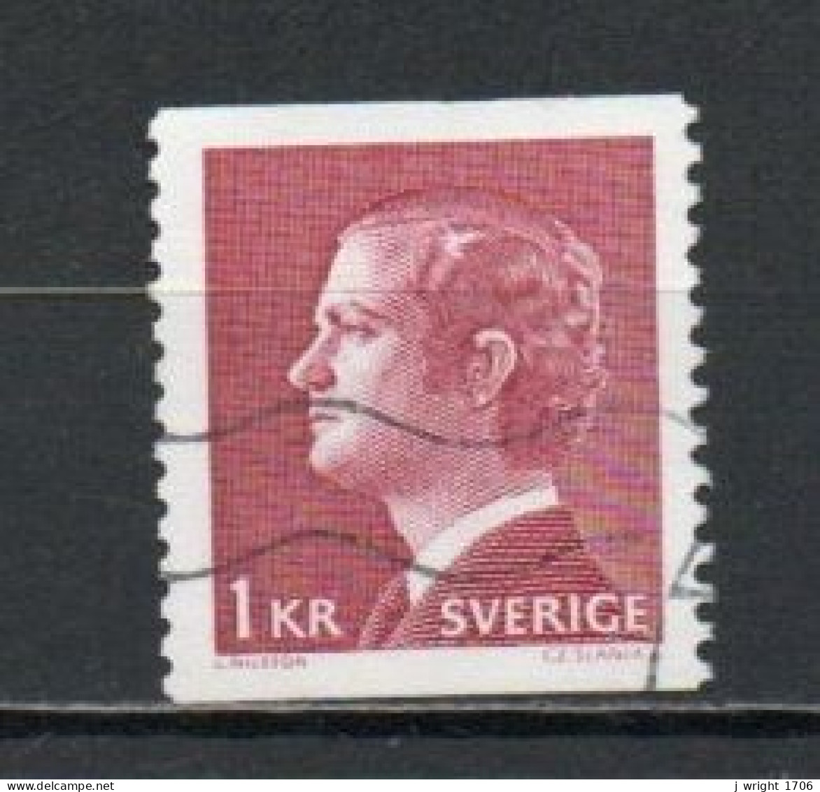 Sweden, 1974, King Carl XVI Gustaf, 1kr/Perf 2 Sides, USED - Gebraucht