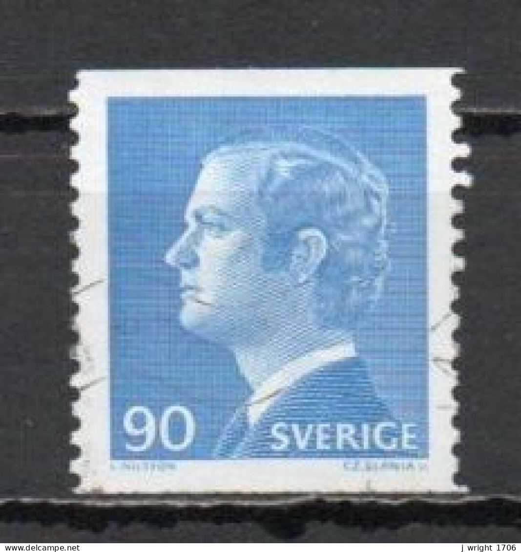 Sweden, 1975, King Carl XVI Gustaf, 90ö/Perf 2 Sides, USED - Gebraucht