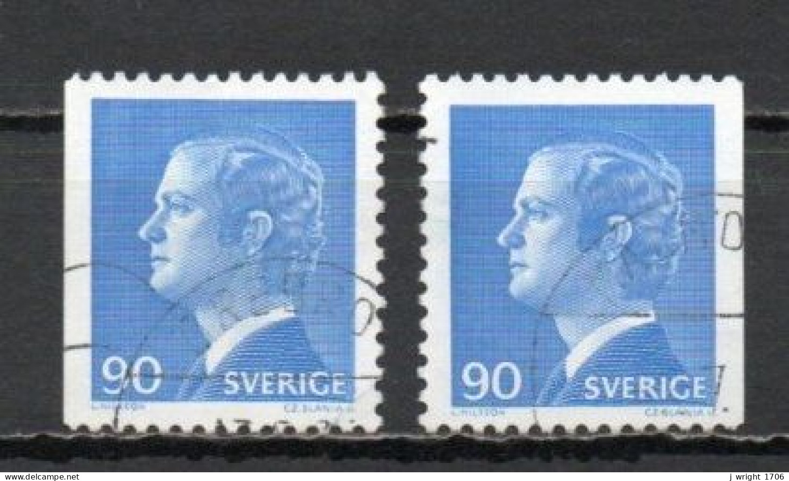 Sweden, 1975, King Carl XVI Gustaf, 90ö/2 X Perf 3 Sides, USED - Used Stamps