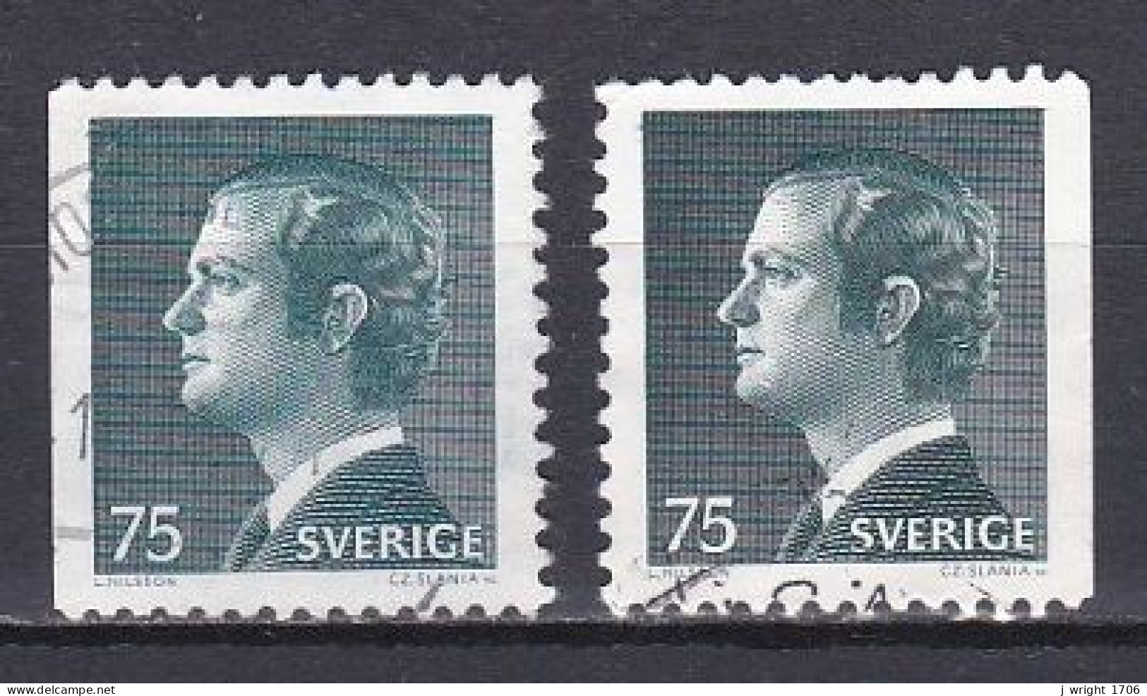 Sweden, 1974, King Carl XVI Gustaf, 75ö/2 X Perf 3 Sides, USED - Usados