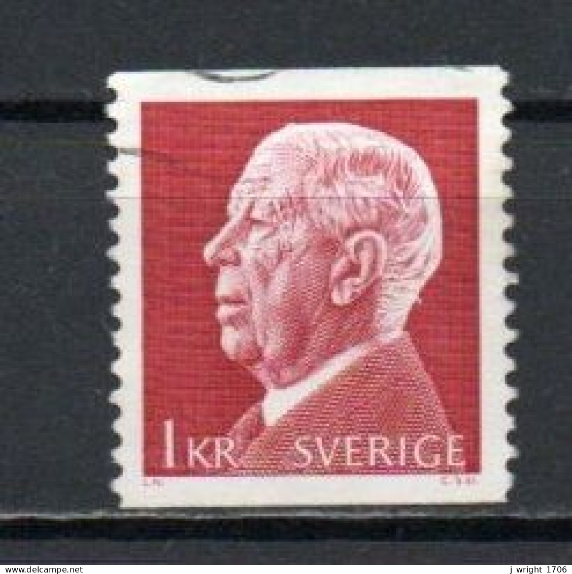 Sweden, 1972, King Gustaf VI Adolf, 1kr/Perf 2 Sides, USED - Gebruikt