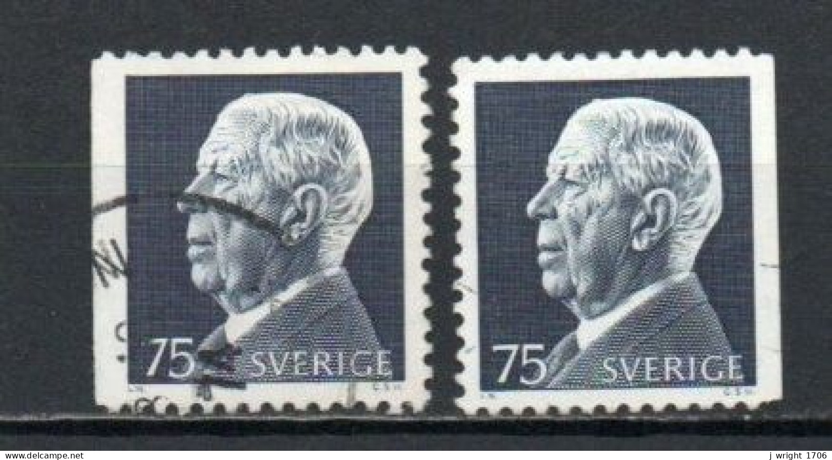 Sweden, 1973, King Gustaf VI Adolf, 75ö/2 X Perf 3 Sides, USED - Usados