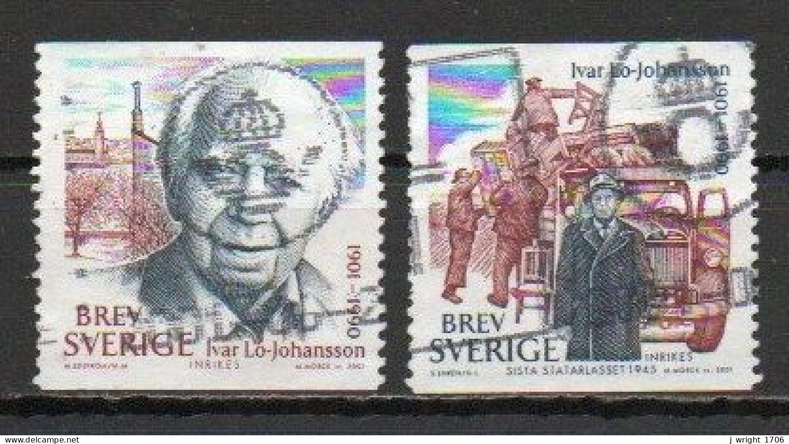 Sweden, 2001, Ivar Lo-Johansson, Set, USED - Used Stamps